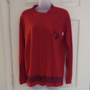 PINK Victoria's Secret Tee Shirt Red Long Sleeve Cardinals Logo Size Small
